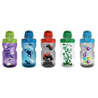 Nalgene Everyday OTF Kids Trinkflasche - 0,35 Liter Flasche transparent mit Baum, Deckel grün