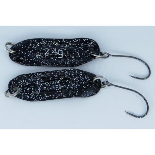 Paladin Trout Spoon Hole Forellen Blinker Löffel, 2,4 g Farbe schwarz-glitter, schwarz-glitter