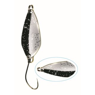 Paladin Trout Spoon Mirror Forellen Blinker Löffel, 2,7 g Farbe weiß-glitter-schwarz, weiß-glitter-schwarz